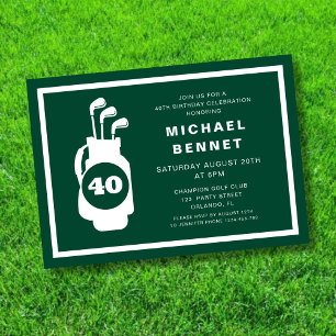 Modern Green Golf 40th Birthday Invitation