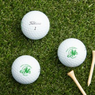 Modern Green Golf Cart Driver Happy Retirement Golf Balls
