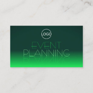 Modern Green Gradient Chic Mirror Font with Logo Business Card