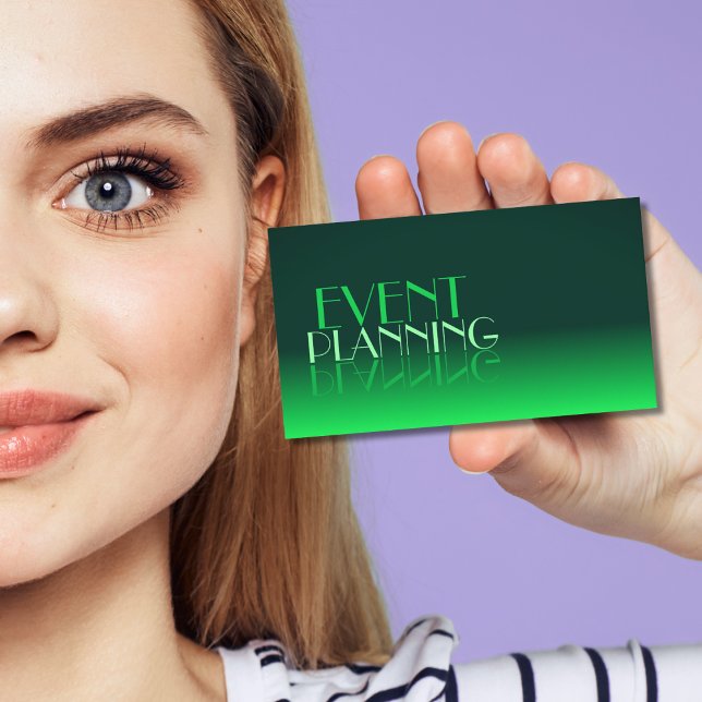 Modern Green Gradient Mirror Font Classic Photo Business Card (Creator Uploaded)