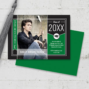 Modern Green Graduate Photo Graduation Invitation