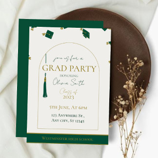 Modern Green Graduation Invitation | Customisable