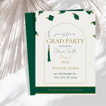 Modern Green Graduation Invitation | Customisable