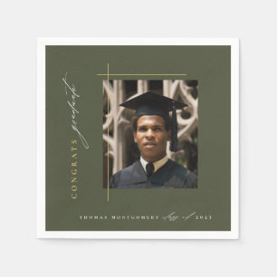 Modern Green Graduation Party Napkin