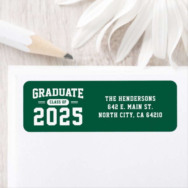 Modern Green Graduation Return Address Label (Insitu)