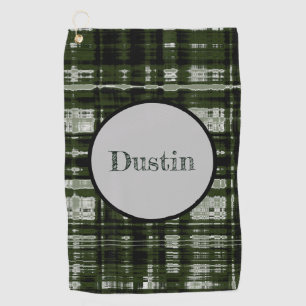 Modern Green/Gray plaid design Golf Towel
