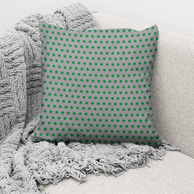Modern Green Grey Polka Dots Pattern Cushion (Creator Uploaded)