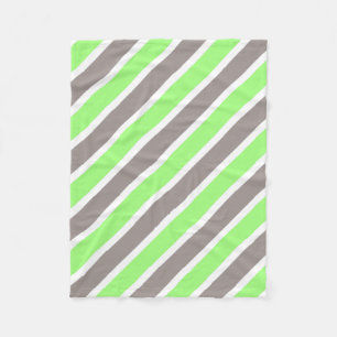 Modern Green Grey Stripes Fleece Blanket