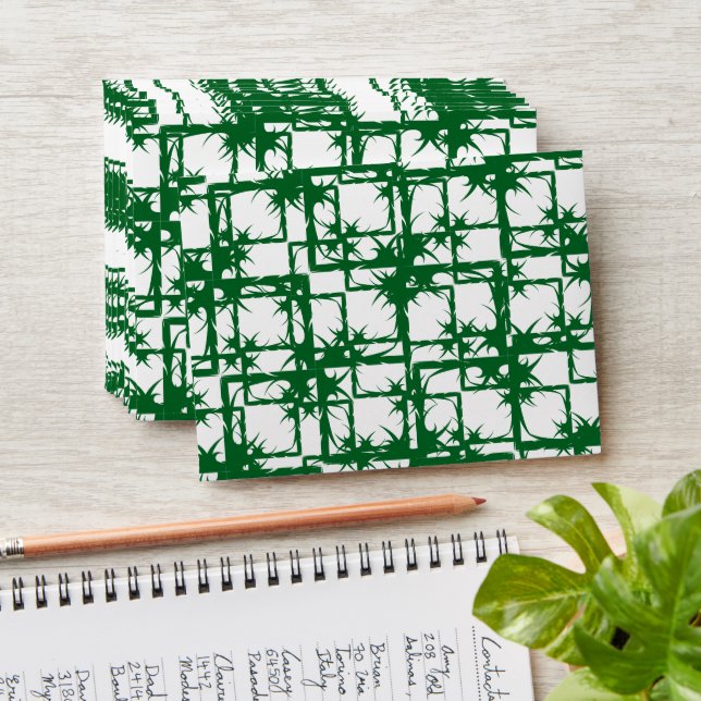Modern Green Grid Wedding Envelope  (Stacked)