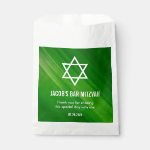 Modern Green Grunge Bar Mitzvah Personalised Favour Bag