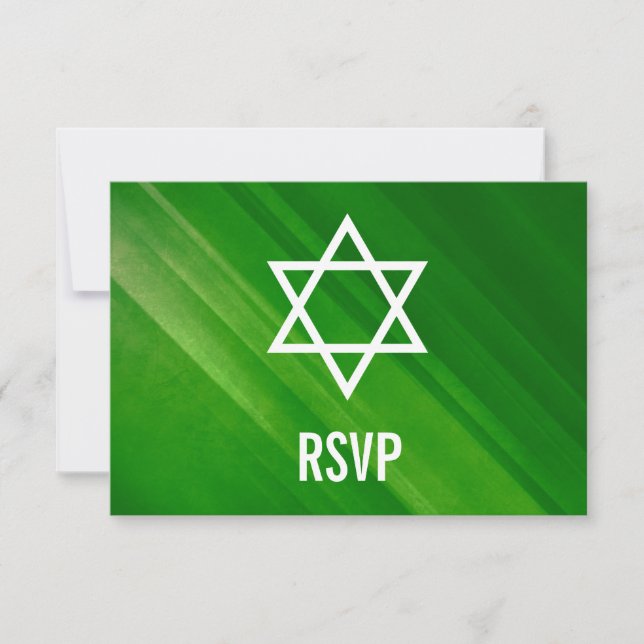 Modern Green Grunge Bar Mitzvah RSVP (Front)