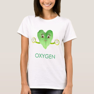 Modern Green Happy Heart Leaf T-Shirt