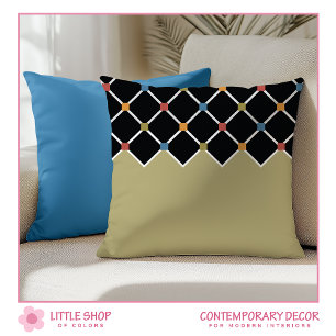 Modern Green Harlequin Diamond Pattern Cushion