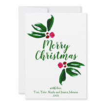 Modern Green Holly Personalised Christmas