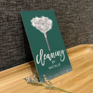 Modern Green House Cleaning Maid Service Business Card