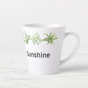 Modern Green House Plants Personalised Latte Mug