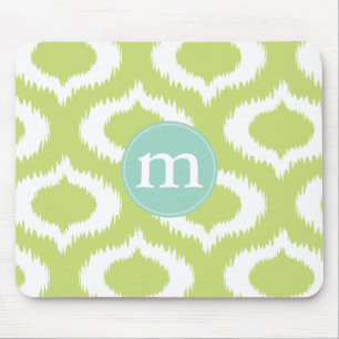 Modern Green Ikat Diamonds Personalised Mouse Pad