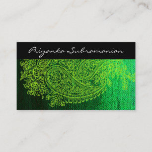 Modern Green India Paisley Business Cards