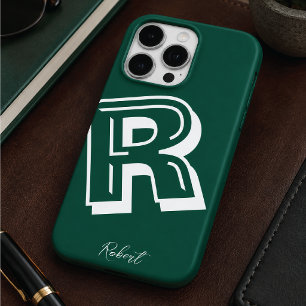 Modern green initial minimal Case-Mate iPhone case