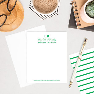 Modern Green Initials Monogram Business Card