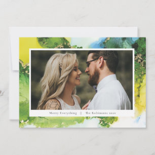 Modern Green Ink Holiday Christmas Photo