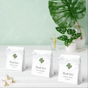 Modern Green Irish Four Leaf Clover Thank You Favour Box