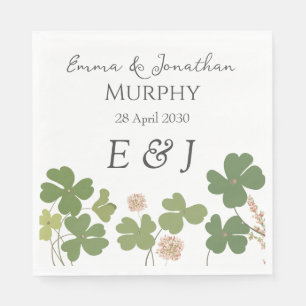 Modern Green Irish Leaf Clover Wedding Napkin