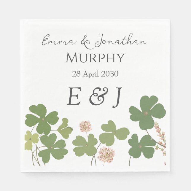  Modern Green Irish Leaf Clover Wedding   Napkin (Front)