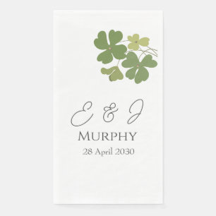 Modern Green Irish Leaf Clover Wedding Napkin