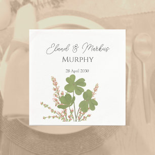 Modern Green Irish Leaf Clover Wedding Napkin