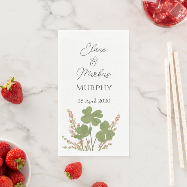  Modern Green Irish Leaf Clover Wedding   Napkin (Insitu)