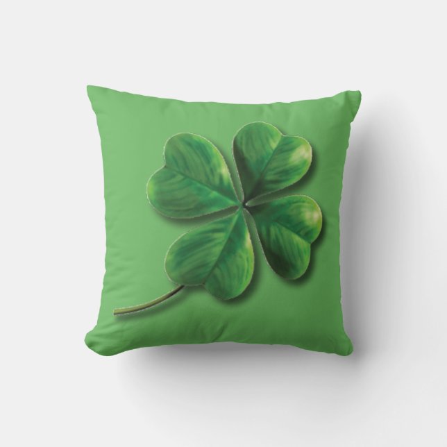 Modern Green Irish Shamrock Cushion (Front)