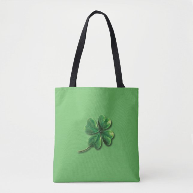 Modern Green Irish Shamrock Tote Bag (Front)