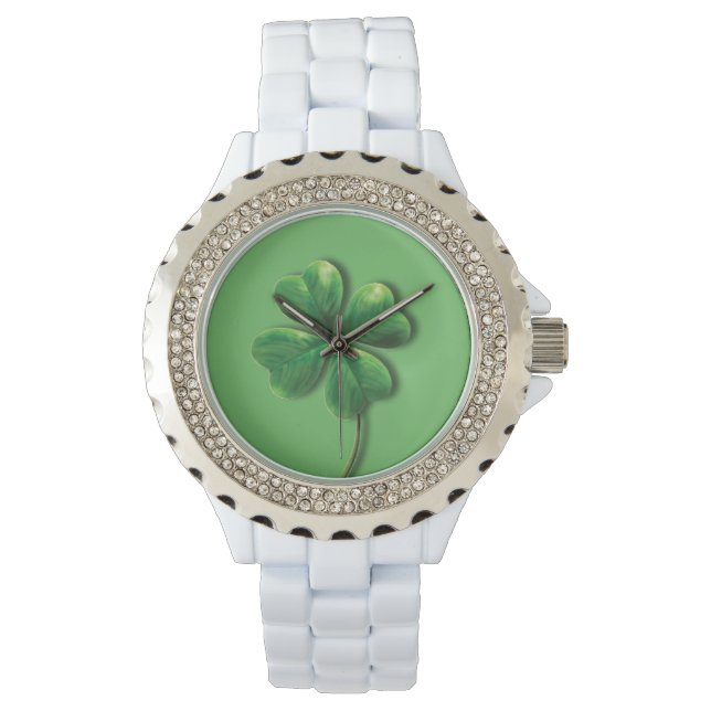 Modern Green Irish Shamrock Watch (Front)