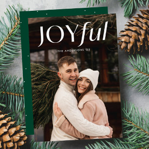 Modern Green Joyful Photo Holiday Card