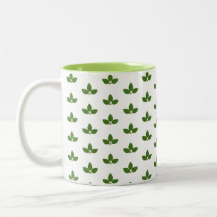 Modern Green Laurel Leaf Pattern  Two-Tone Coffee Mug