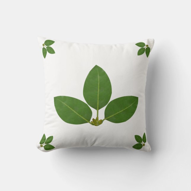Modern Green Laurel Leaves Cushion (Front)