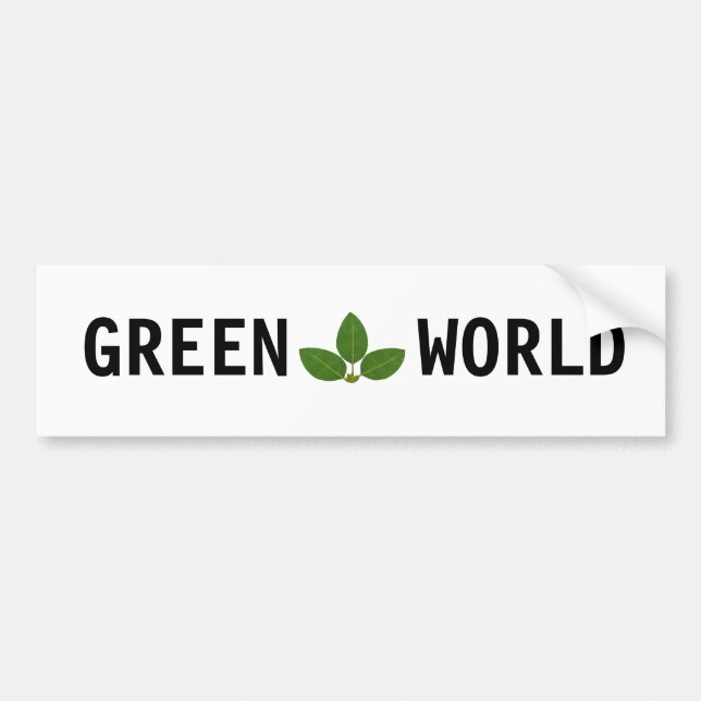 Modern Green Laurel Leaves Personalised Bumper Sticker (Front)