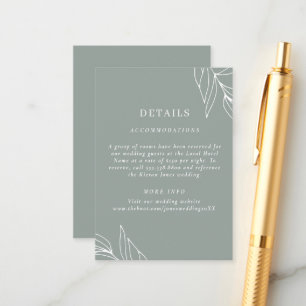 Modern Green Leaf Garden Wedding Details Enclosure Card