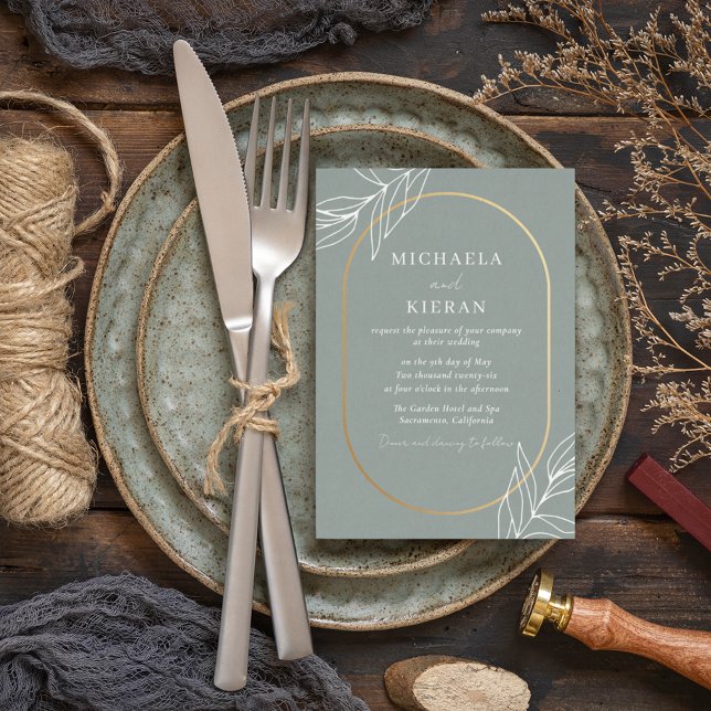 Modern Green Leaf Garden Wedding Invitation (Creator Uploaded)