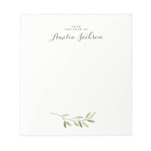Modern Green Leaf Personalised Stationery Notepad