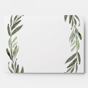 Modern Green Leaf Wreath Wedding Invitation Envelope
