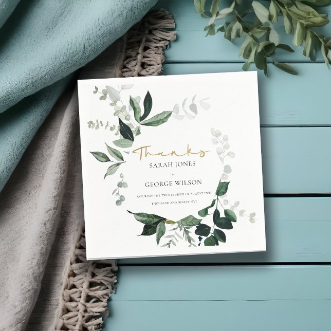 Modern Green Leafy Tropical Foliage Chic Wedding Napkin (Creator Uploaded)