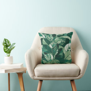 Modern Green Leaves Pattern Cushion