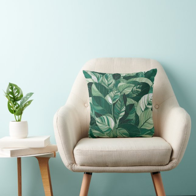 Modern Green Leaves Pattern Cushion (Chair)