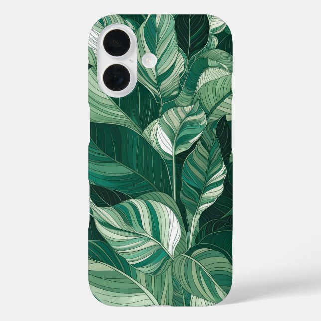 Modern Green Leaves Pattern Phone Case (Back)