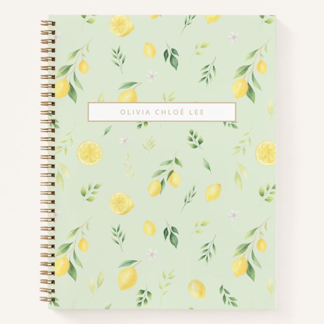 Modern Green Lemon Notebook – Fully Personalise (Front)