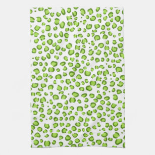 Modern Green Leopard Pattern Animal Print Tea Towel