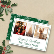 Modern Green Line Flat Holiday Photo Card