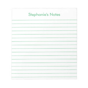 Modern Green Lined Personalised Notepad